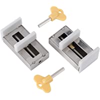 Los mejores  - Pack de 2 cerraduras correderas para ventanas-bloqueo de seguridad para marco de puerta de aleación de aluminio con…